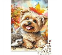 Autumn Pup 1000 Piece Paper Jigsaw Puzzle for Adults Brain Exercise Decorative Dog Fall Puzzle Home Stress Relief 52x38cm/1000pcs