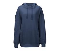 Autumn+Pyjamas Trendy Travel Hoodie Women Men Oversized Hooded Sweatshirt with Built-in Eye Cover Zip Pockets Casual Loose Baggy Fleece Sweat Top Pullover Airplane Mode Sleep Hoody Navy