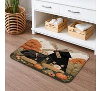 Autumn Quick Dry Bath Mat, Farmhouse Turkey Winnowing Absorbent Non Slip Shower Mat, Fall Flannel Washable Bath Rugs for Bathroom Toilet Decorative 16x24 Inch