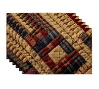 Autumn Quilted Plaid Placemats, Rustic Country Table Mats for Dining Room, Non-Slip Washable Indoor Outdoor Party Decorative Placemat Set of 6