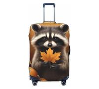 Autumn Raccoon Pumpkin Leaf Luggage Cover Protector Suit Case Cover Elastic Washable Anti-Scratch for 18-32 Inch L (25-28")