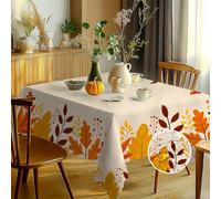 Autumn Rectangular Tablecloth Wipe Clean, Wipeable Waterproof Maple Leaves Polyester Tablecloths, Table Cloth Wrinkle Resistant Table Cover for Home Dinner Party Picnic Outdoor 110x140cm