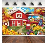 Autumn Red Farm Photography Backdrop Fall Pumpkins Barnyard Harvest Thanksgiving Birthday Party Sunflowers Background Banner 180X120cm