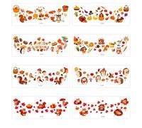 Autumn Red Maple Leaves Pumpkin Squirrel Harvest Thanksgiving Face Decoration Disposable Waterproof Stickers 156 * 60mm