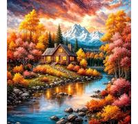 Autumn Red Tree 90 Piece Jigsaw Puzzles for Adults 30x30cm, adult jigsaw puzzles 90 Pieces, Challenging&Brainteasing Puzzle Family Games, Beautiful Decoration puzzle