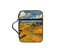 Autumn Rice Fields Print Bible Cover Case/Book Cover, Bible Case for Women Girls,with Handle Fits for Standard Size Bible