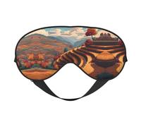 Autumn Rice Fields Print Satin Sleep Mask & Eye Mask | Deep Dream Sleep Masks for Women & Men | Soft Sleeping Eye Mask to Nourish Skin