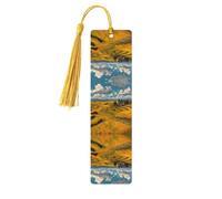 Autumn Rice Fields Print Wooden Bookmark â€“ Ideal Book Lovers with Tassel for Hardcover Books, Notebooks