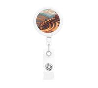 Autumn Rice Fields Printed Rotatable Retractable Badge Clip for Lovely Nursing Badge Clips for Office and Healthcare Personnel