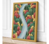 Autumn River Through Gardens Canvas Wall Art Print 18x12 Inch (46 x 30 cm)