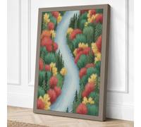Autumn River Through Gardens Canvas Wall Art Print 24x16 Inch (61 x 41 cm)