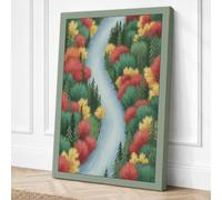 Autumn River Through Gardens Canvas Wall Art Print 24x16 Inch (61 x 41 cm)