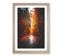 Autumn Road in Austria in Abstract Framed Print | A2 Oak Framed Wall Art | Ready to Hang | Abstract Landscape Picture | Living Room Bedroom Lounge Office
