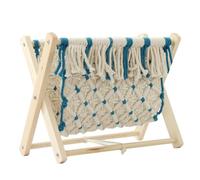 Autumn Rope Weaving Rack Simple Book Rack Wooden Cotton Rope Storage | Hand Woven Rustic Style, Compact Footprint, Decorative Design for Office Desks and Bookshelf Tops