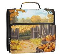 Autumn Rustic Thanksgiving Day Harvest Festival 1.5-Inch 3-Rings Binder with Zipper with Shoulder Strap Laege Capacity Document Organizer Bag for School