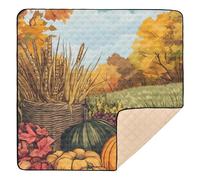 Autumn Rustic Thanksgiving Day Harvest Festival Large Non-Slip Baby Gym & Activity Mat for Floor 1-Piecing Baby Play Tummy Time Mat for Babies Infants Toddlers, 50'' x 50''