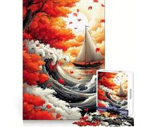 Autumn Sailboat Journey Jigsaw Puzzles for Adults 1000 Mind Exercise Stress Free Fun Crisp Edges Thoughtful Gift (38X26CM)