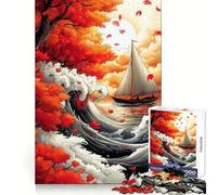 Autumn Sailboat Journey Jigsaws for Adults1000 Pieces Smart Exercise Restful Pleasure Accurate Edges Xmas Surprise (38X52CM)