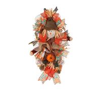 Autumn Scarecrow Front Door Wreath Haning Ornament Multipurpose Lifelike Handmade 27.5x15.7inch for Outdoor Indoor Accessory