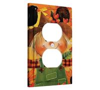 Autumn Scarecrow Switch Cover Plate, Single Rocker Wall Plate for Festive Season Harvest, Farmhouse Style Fall Wall Decoration, Standard Size, Resistant to the