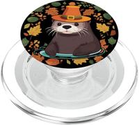 Autumn Sea Otter Thanksgiving Pilgrim Costume Fall Leaves PopSockets PopGrip for MagSafe