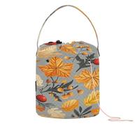 Autumn Seamless Pattern on A Gray Background Crochet Tote Bag Bag with Yarn Portable Crocheting Bag for Needle Holder Crochet Backpack