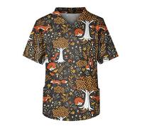 Autumn Seaside Thin Dinosaur Tees Men Short Sleeve Multi-Pocket Tee Shirt Nice V-Neck Oversize Cosy Fit Shirt Gents