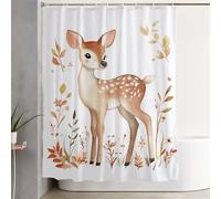 Autumn Shower Curtain 90x200 cm Extra Long Shower Curtains for Bathroom Deer Waterproof Door Screen with Hooks and Weighted Hem, Washable, Quick Dry, All Seasons Bathroom and Tub Decoration 3Y-573