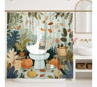 Autumn Shower Curtain, Colorful Duck Reading Newspaper Bathroom Decor, Fall Seasonal Modern Artistic Waterproof Fabric Shower Curtain with Hooks 72x84 Inch