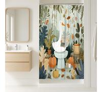Autumn Shower Curtain, Colorful Duck Reading Newspaper Bathroom Decor, Fall Seasonal Modern Artistic Waterproof Fabric Shower Curtain with Hooks 36x72 Inch