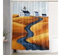 Autumn Shower Curtain Landscape Curtains with Plastic Hooks and Weighted Hem, Waterproof Quick-Drying Fabric, Washable, Decoration Lightweight Bath Screen for Bathroom Wet Room Tub 180x220 cm 3Y-285