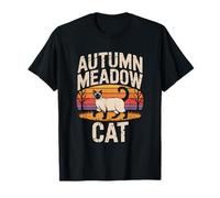 Autumn Siamese Cat Retro Field T-Shirt