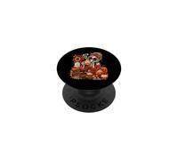 Autumn Skeleton Lady Barista Pumpkin Spice Coffee Halloween PopSockets Adhesive PopGrip