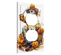 Autumn Skeleton Light Switch Cover Plates/Outlet Covers, Fall Harvest Pumpkins for Wall Accents, Rustic Thermoplastic Wall Plates, Standard Size Single Duplex Outlet