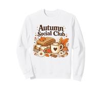 Autumn Social Club Cozy Fall Aesthetic Coffee Leaves Design Sweatshirt