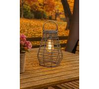 Smart Solar Maris Rattan Solar Powered LED Lantern - Slate, Size 27cm