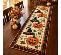 Autumn Spell Quilted Table Runner, Fall & Halloween Decor Quilted Table Runner, Scratch-Proof Washable Table Decoration For Dining/Kitchen Buffet (14x48in,A)