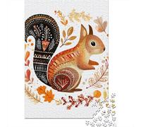 Autumn Squirrel Art Print Jigsaw Puzzles Puzzles for Adults Kids. 1000 Piece Great Gifts Challenge Toy Educational Game Home Decoration for Educational Games Gifts 38x26cm/1000pcs