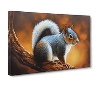 Autumn Squirrel Canvas Print | Gallery Wrapped 30mm Frame Wall Art | 30x20 inches | Ready to Hang | Contemporary Landscape Picture | Living Room Bedroom Lounge Office