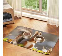 Autumn Squirrel Dog Food Mats for Floors, 16x24 Inch Non-Slip Super Absorbent Pet Food Mat, Dishwasher Dog Mat for Food and Water, Cute Rubber Quick Dry Pet Feeding Mat for Dogs Puppy Cats