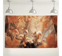Autumn Squirrel Flute Backdrop, Cute Woodland Animal Photography Background, Fall Party Decorations for Kids' Birthday, Thanksgiving Indoor/Outdoor Use 71x43 Inch