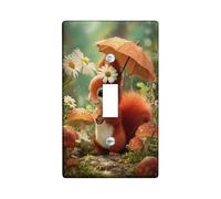 Autumn Squirrel Light Switch Cover Plate/Outlet Covers, Cute Red Squirrel with Umbrella, Fall Home Decor for Wall Accents, Thermoplastic Wall Plates, Standard Size Single Toggle