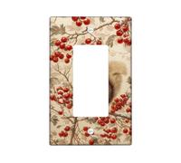 Autumn Squirrel Light Switch Cover Plates/Outlet Covers, Warm Tan with Red Berries, Vintage Style for Home Decor, Thermoplastic Wall Plates, Standard Size Single Rocker