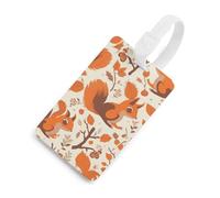 Autumn Squirrel Luggage Tag Travel Essentials TPU Bag Tag Personalized Luggage Tags Holder Name Id Identifiers Card with Black Lanyard for Suitcase Backpack Toolbox