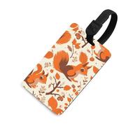 Autumn Squirrel Luggage Tag Travel Essentials TPU Bag Tag Personalized Luggage Tags Holder Name Id Identifiers Card with Black Lanyard for Suitcase Backpack Toolbox