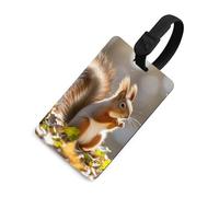 Autumn Squirrel Luggage Tags with ID Card, Durable Travel Bag Tags, Waterproof Name Tag for Suitcases, Backpacks & Travel Cases Black-Style