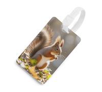 Autumn Squirrel Luggage Tags with ID Card, Durable Travel Bag Tags, Waterproof Name Tag for Suitcases, Backpacks & Travel Cases White-Style