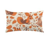 Autumn Squirrel Pillow Cases for Sofa, Super Soft Plush Pillow Cover with Zipper, Luxury Cozy Pillow Shams for All Seasons, Lightweight Pillowcases for Bedroom, 12" X 20"