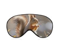 Autumn Squirrel Sleep Mask for Women Men, Soft Eye Mask with Adjustable Strap for Sleeping, Light Blocking Travel Blindfold for Nap Comfortable Eye Cover for Home Office