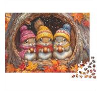 Autumn Squirrel Trio 1000 Pc Premium Cardstock Jigsaw Puzzle Set, Stress Relief Jigsaw for Adults, Educational Game Challenge, Fun Home Activity, for Her/Him 52x38cm/1000pcs